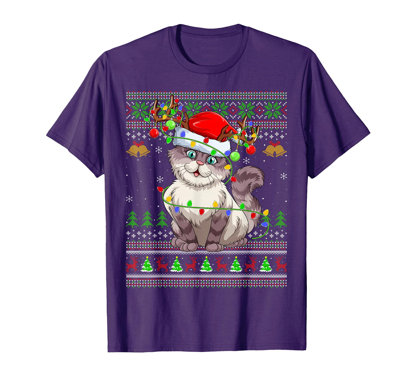 Cat Ugly Christmas Sweaters Holiday Santa Cute Xmas T-Shirt