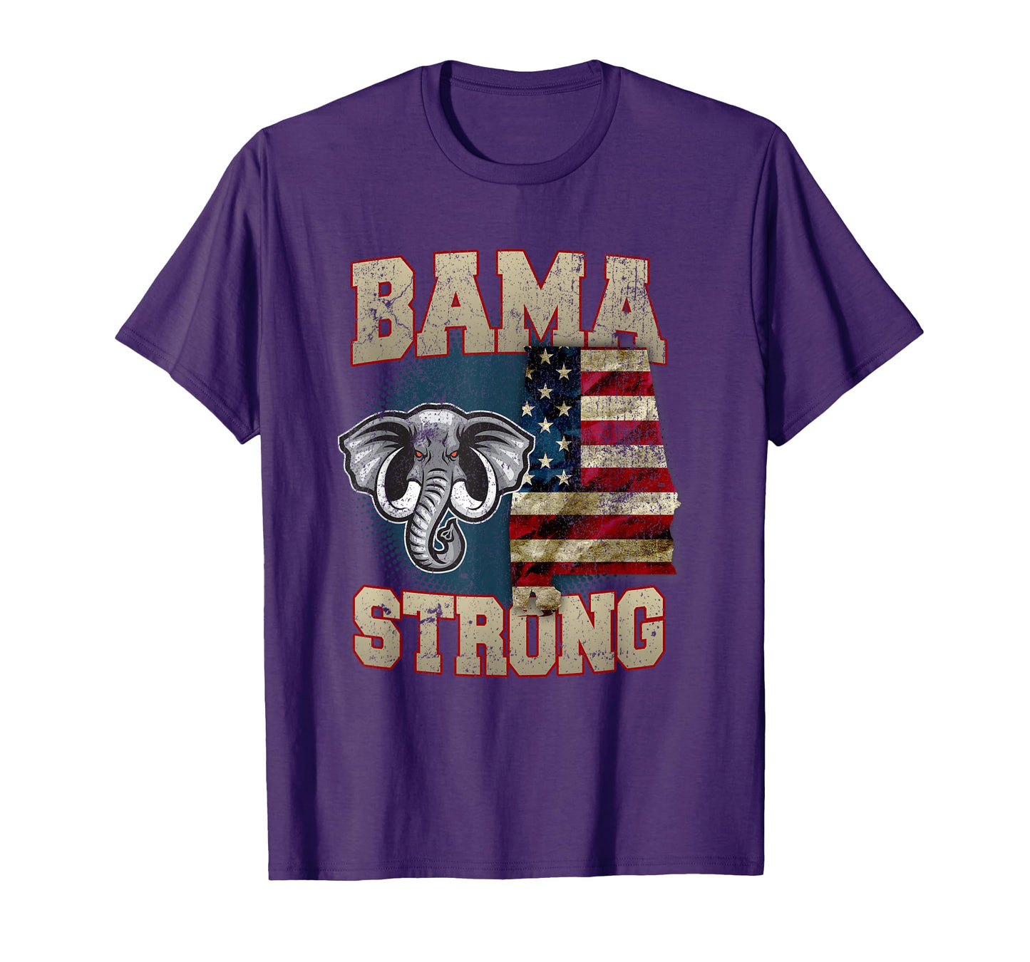 Bama Strong Alabama State With USA Flag Overlay T-Shirt