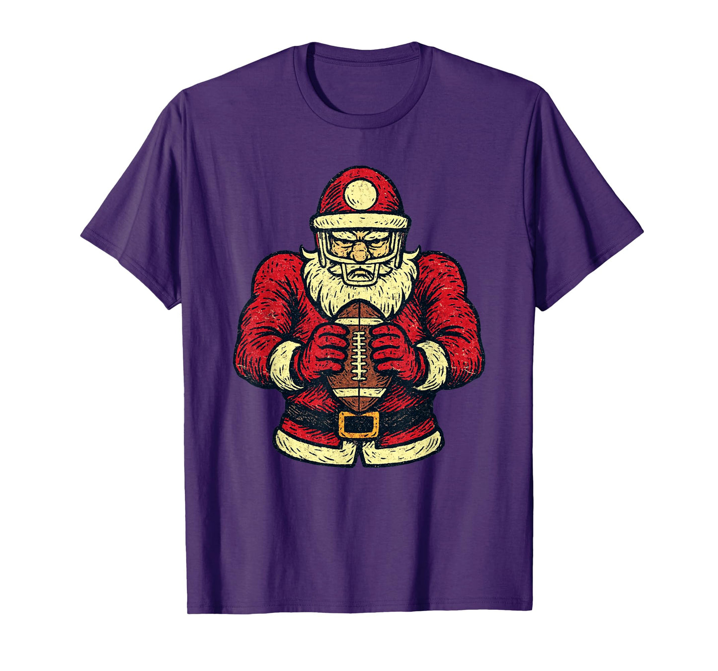 Santa Claus Playing American Football Xmas Holiday Christmas T-Shirt