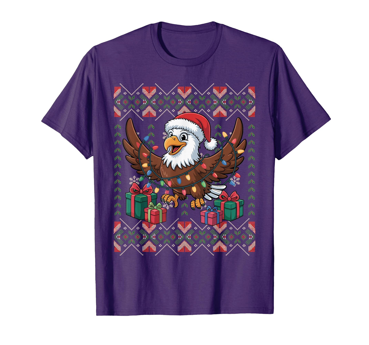 Santa Eagle Christmas Ugly Sweater Funny Holiday Pajamas T-Shirt