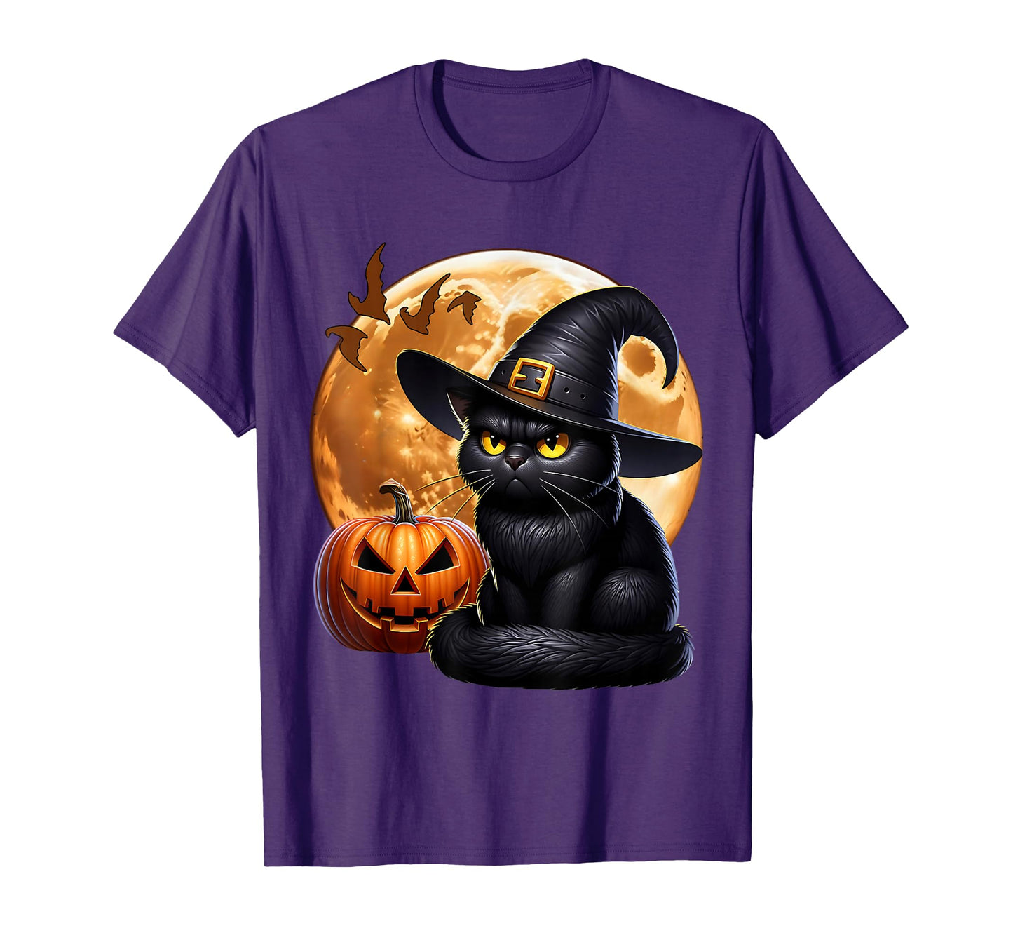 Black Cat Halloween Cat Witch Cat Moon Grumpy Black Cat T-Shirt
