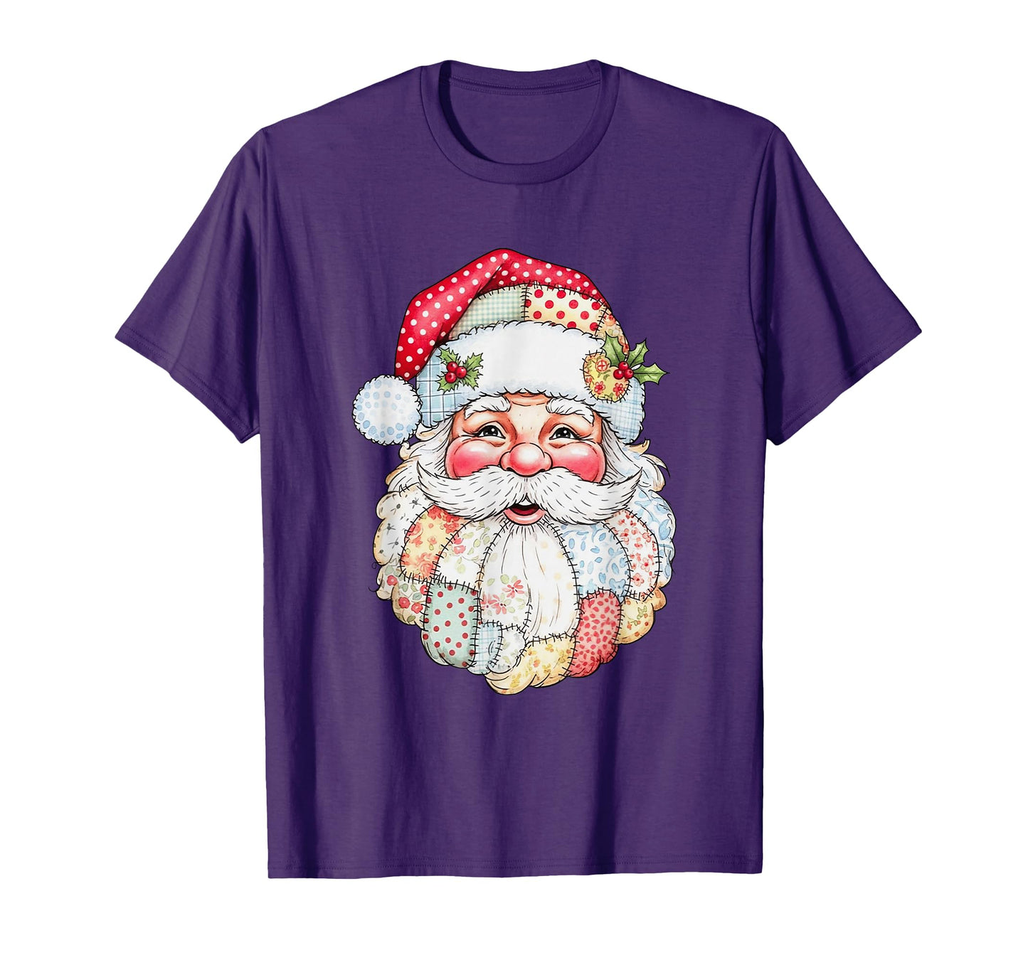 Vintage Funny Patchwork Santa Claus Merry Christmas Season T-Shirt