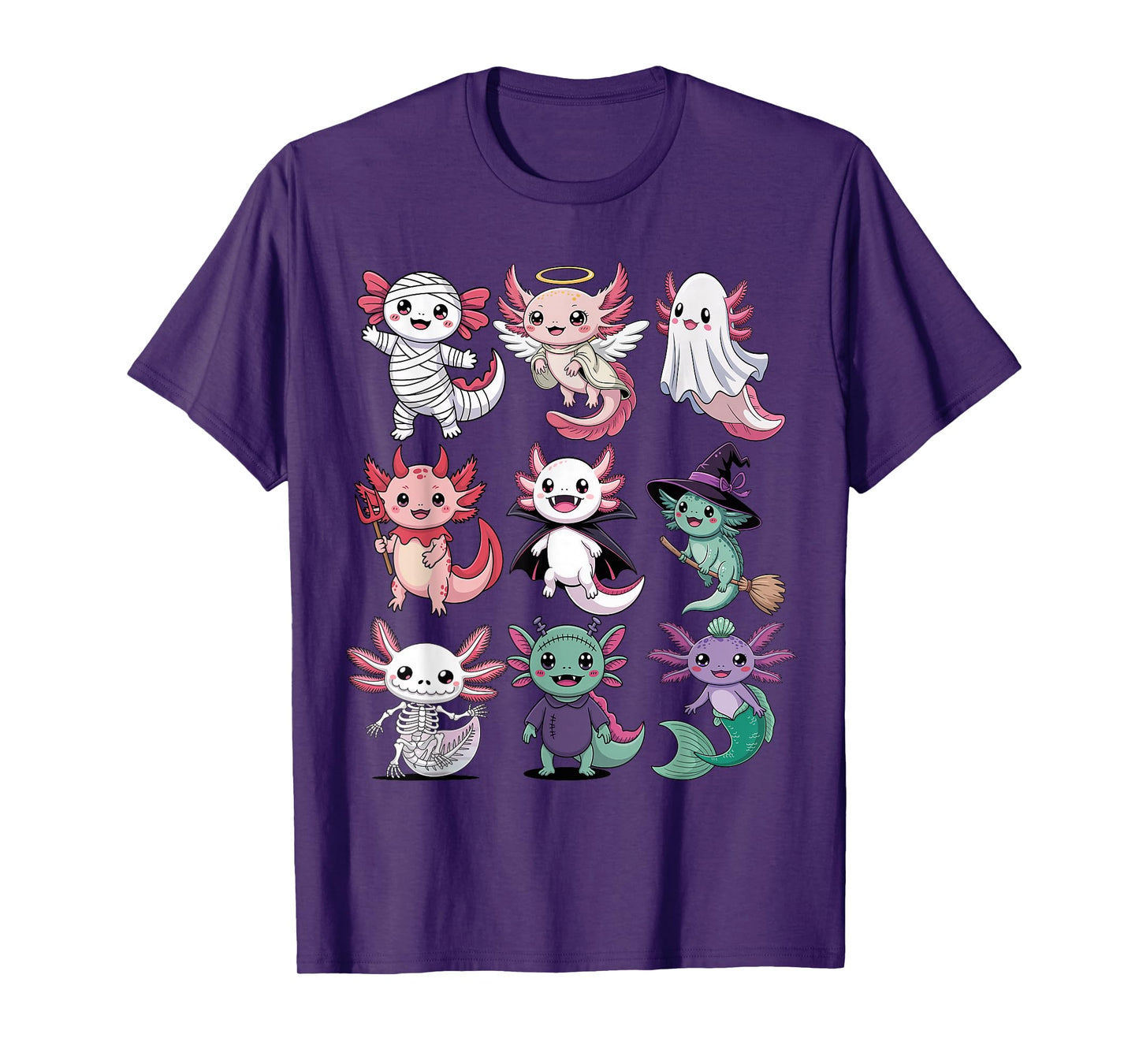 Halloween Axolotl T-Shirt - Cute Spooky Axolotls Costume T-Shirt