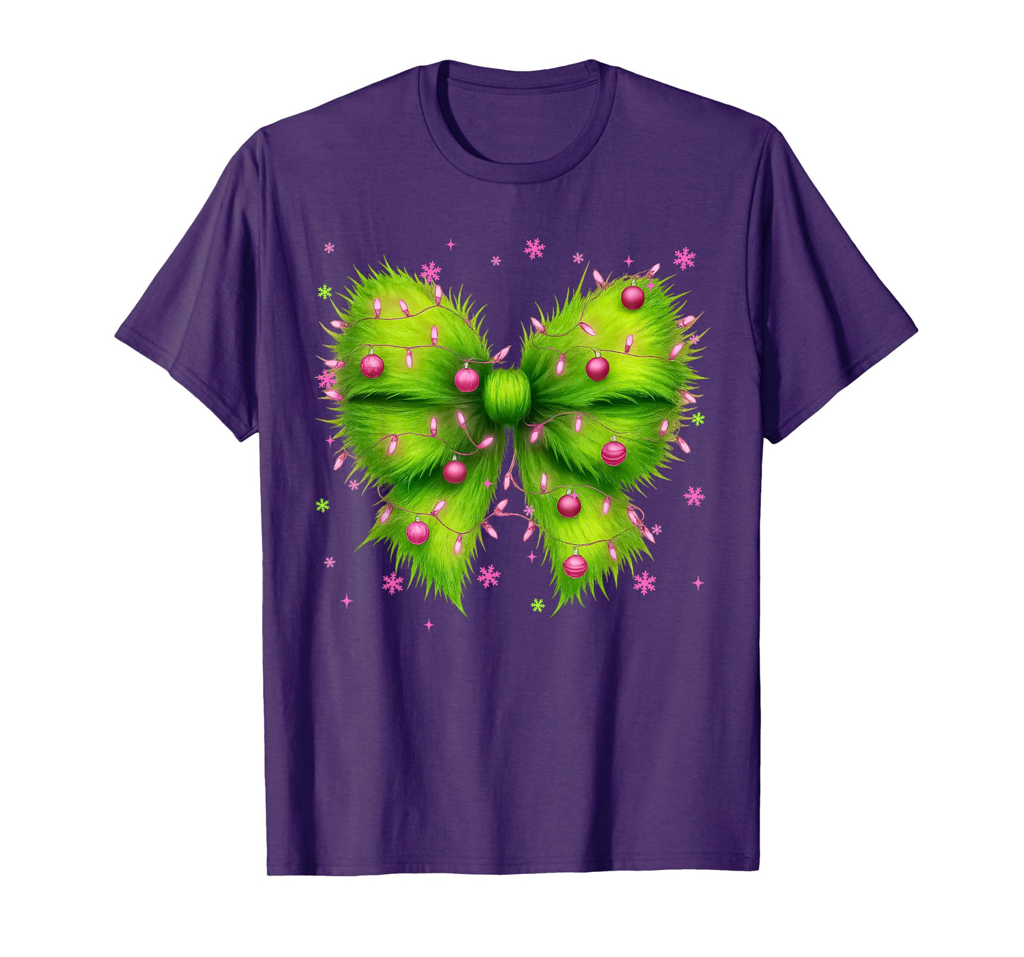 Christmas Tree Green Coquette Pink Christmas Xmas Girl T-Shirt
