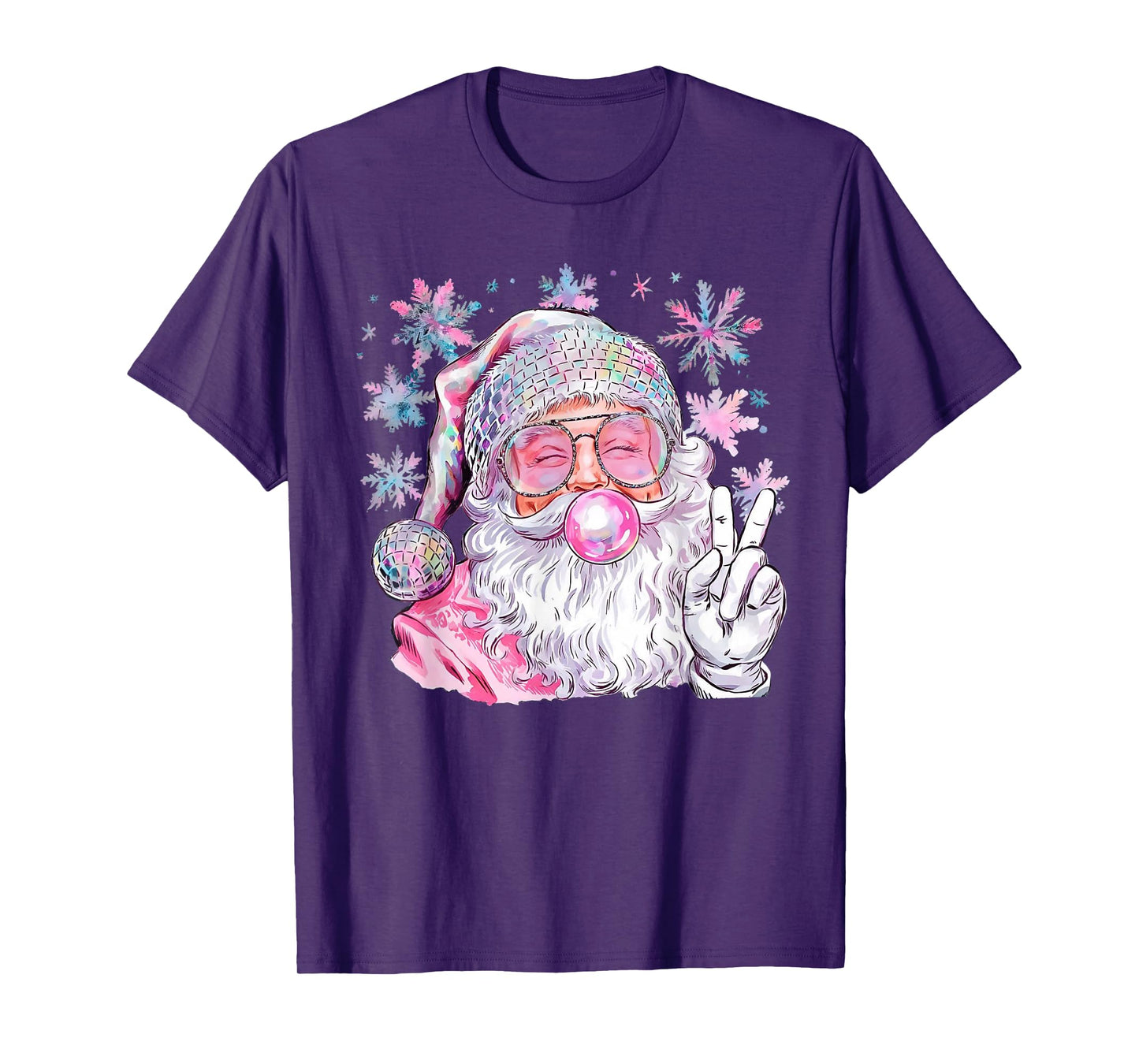 Retro Bubblegum Santa Shirt, Pink Christmas Girl's Holiday T-Shirt