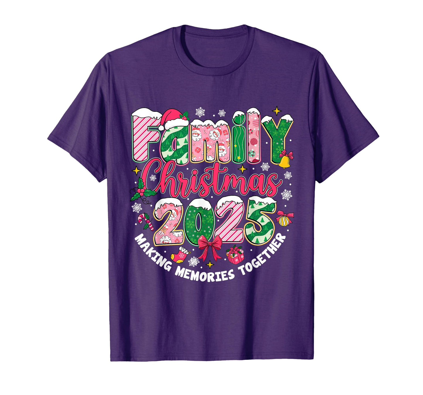 Family Christmas 2025 Matching Pink Xmas Outfit Squad Santa T-Shirt