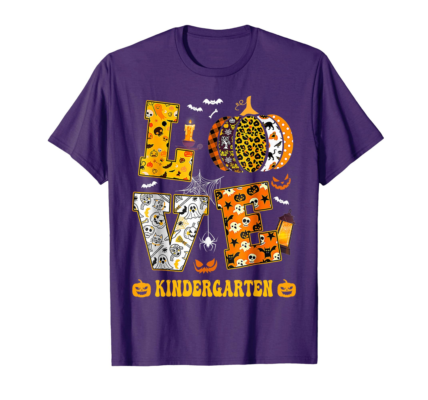 LOVE Kindergarten Pumpkin Teacher Student Halloween Costume T-Shirt