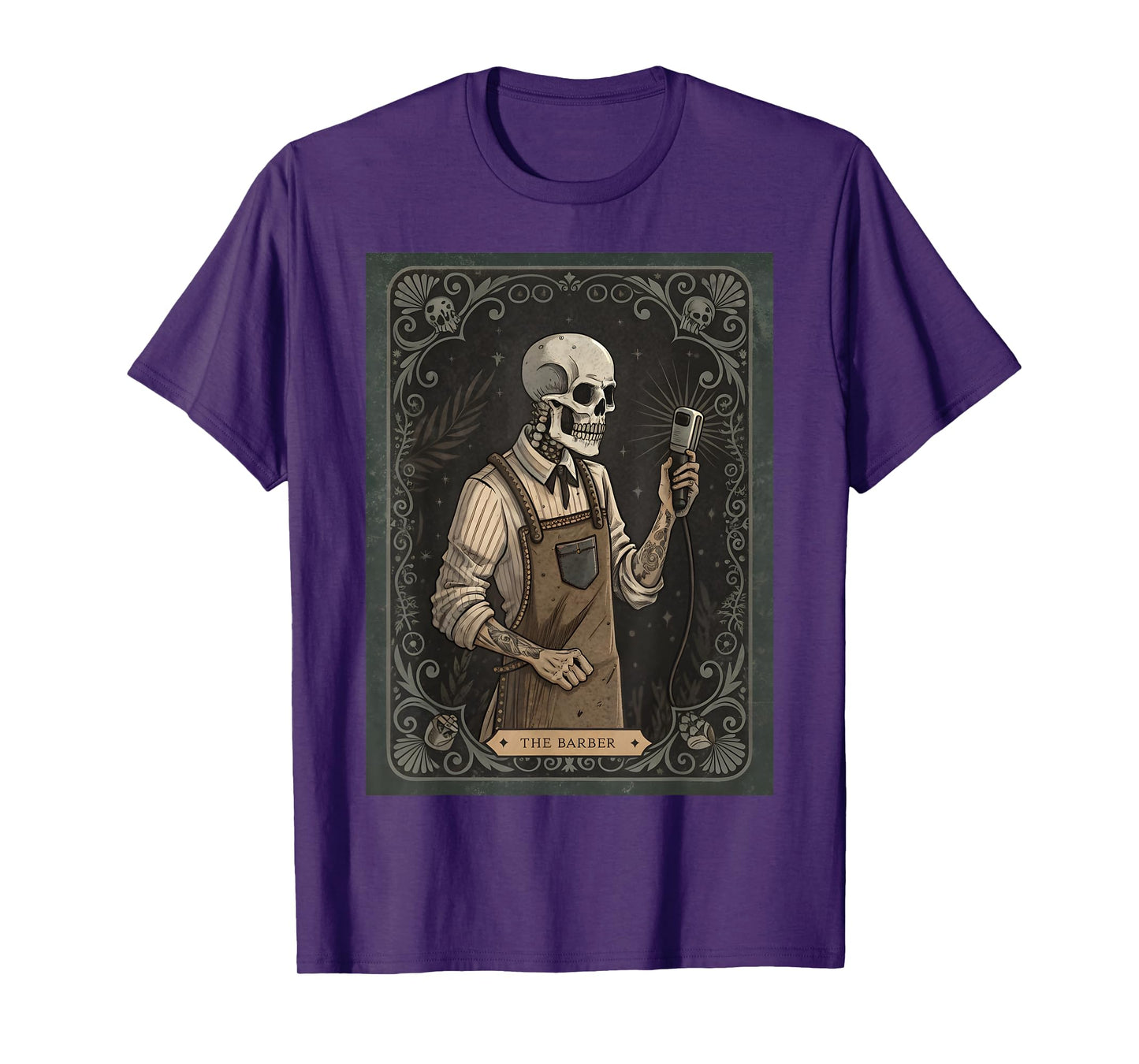 The Barber Tarot Card Gothic Skeleton Haircut Shop Halloween T-Shirt