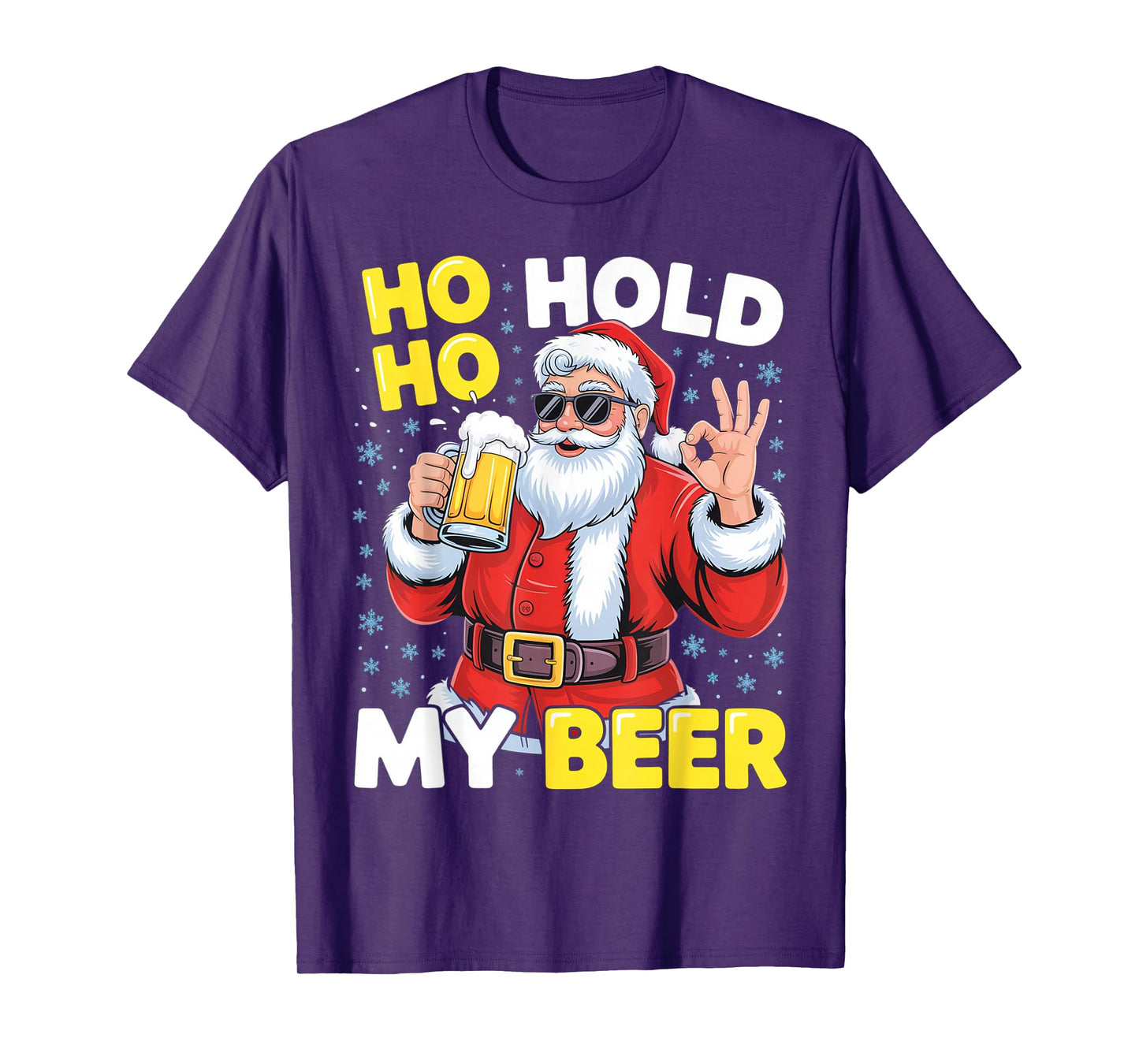 Ho Ho Hold My Beer Funny Santa Beer Christmas T-Shirt