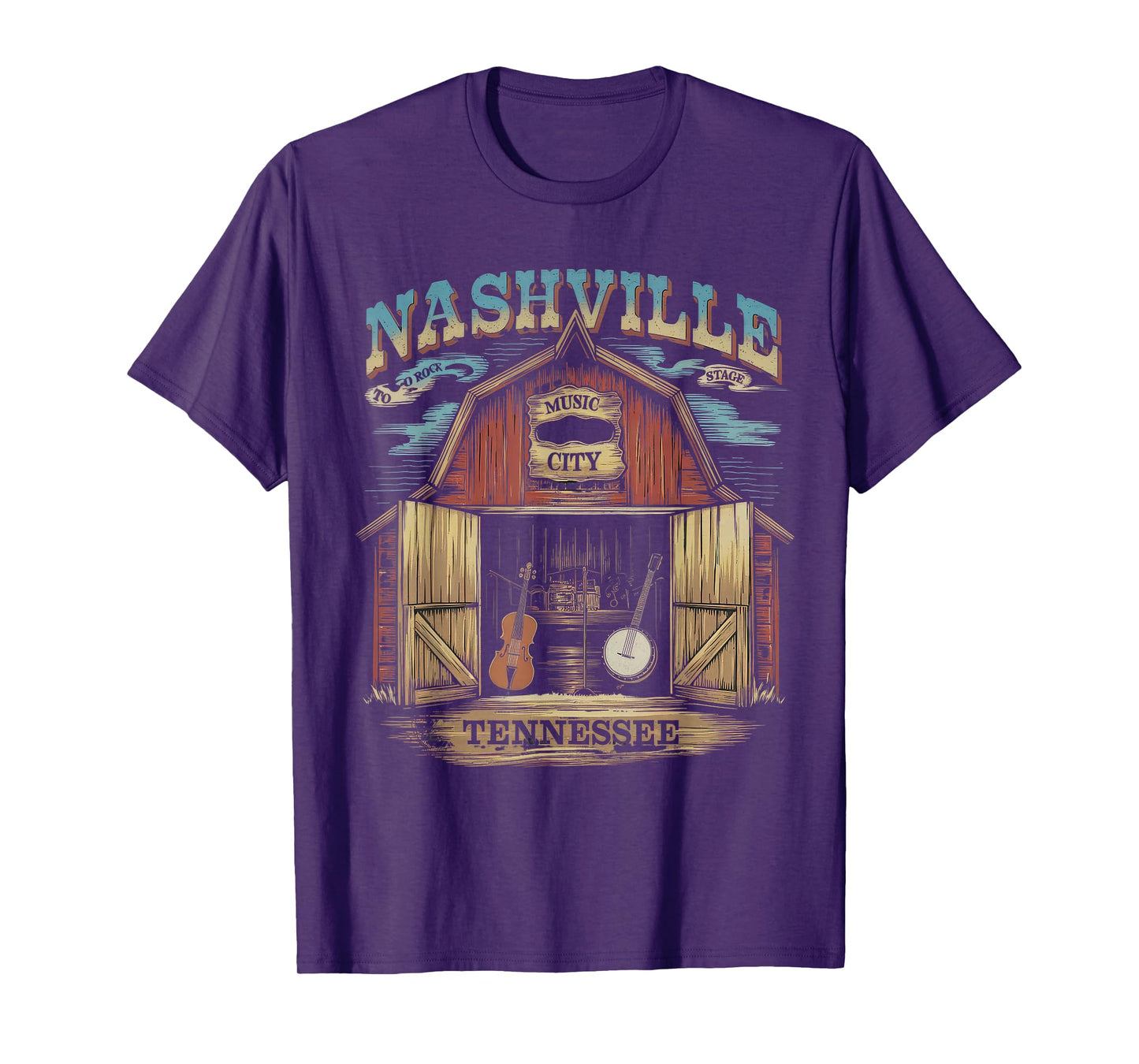 Nashville Music City Tshirt Women Men Tennessee Rock Country T-Shirt
