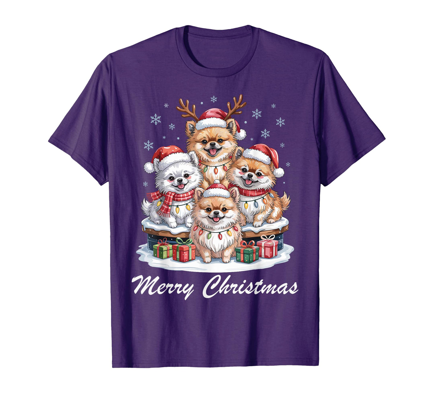 Pomeranian Merry Christmas Funny Dog Lovers Holiday Pajama T-Shirt