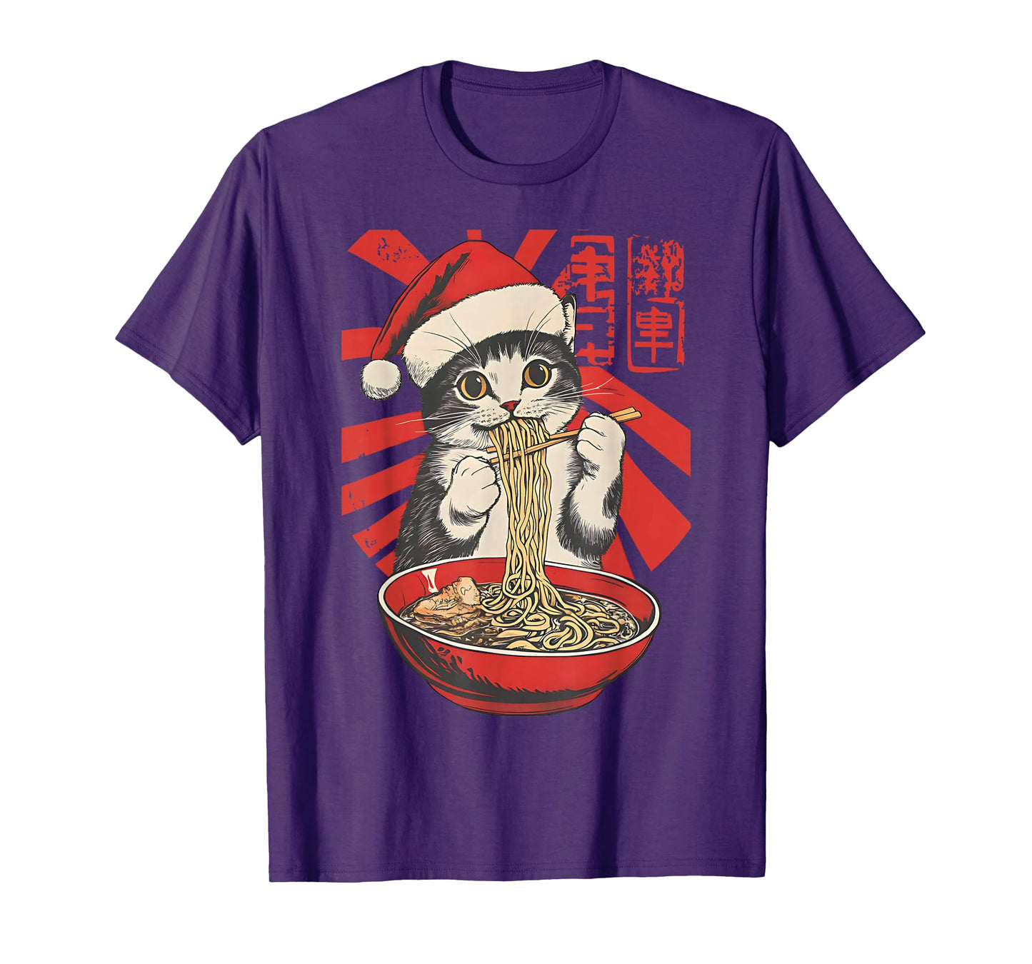 Funny Christmas Santa Cat Ramen Japanese Kawaii Anime Cat T-Shirt