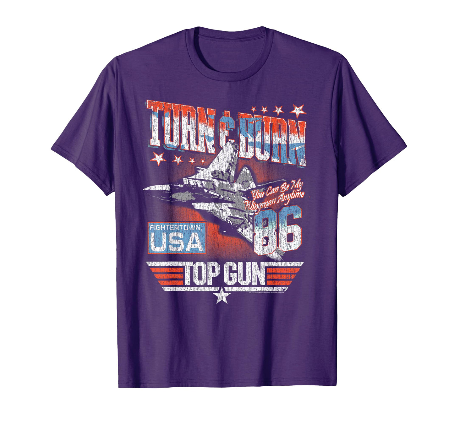 Top Gun Turn & Burn Distressed Vintage Classic Action Movie T-Shirt
