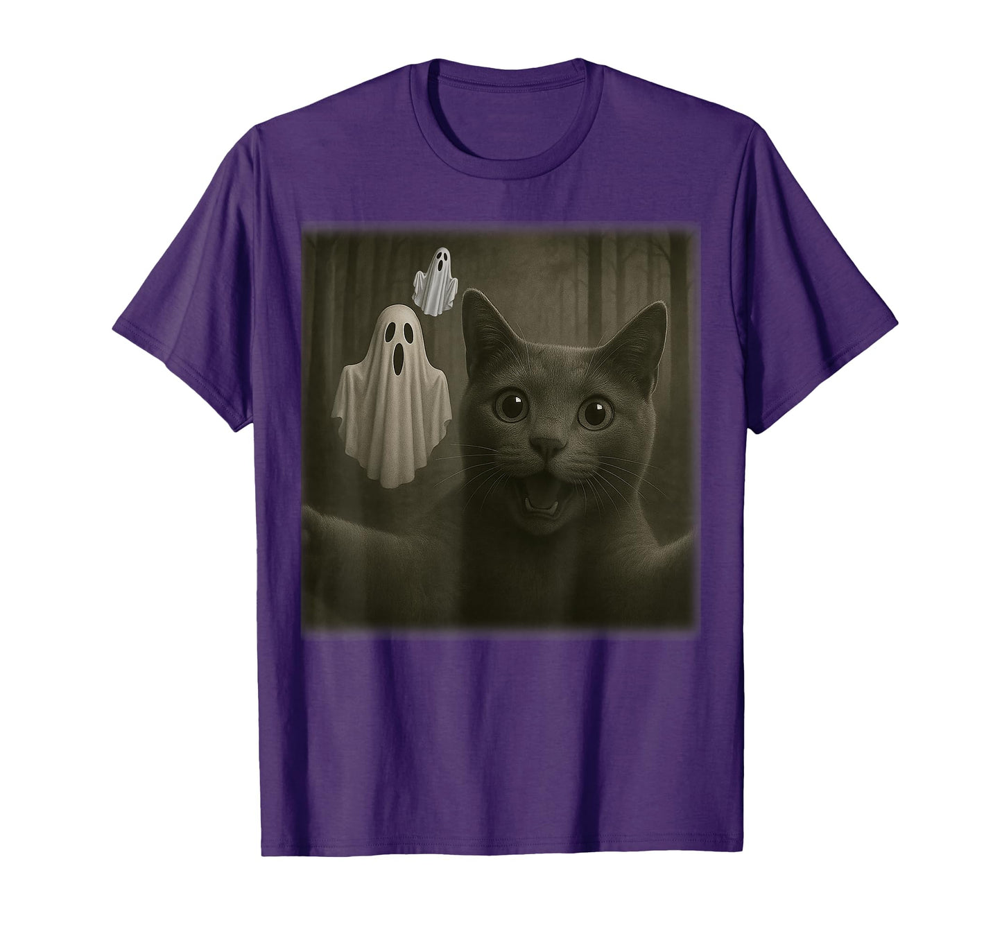 Funny Halloween Cat Selfie with Spooky Ghost Cat Lovers T-Shirt