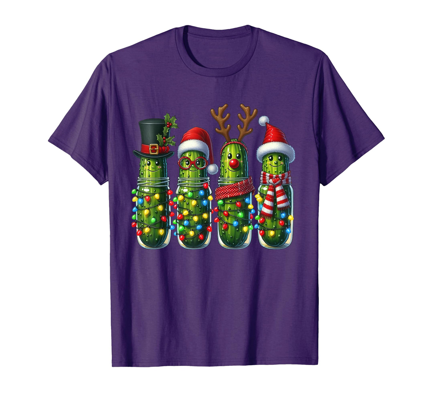 Funny Christmas Pickle Shirt Pickle Xmas Lights Ugly Sweater T-Shirt