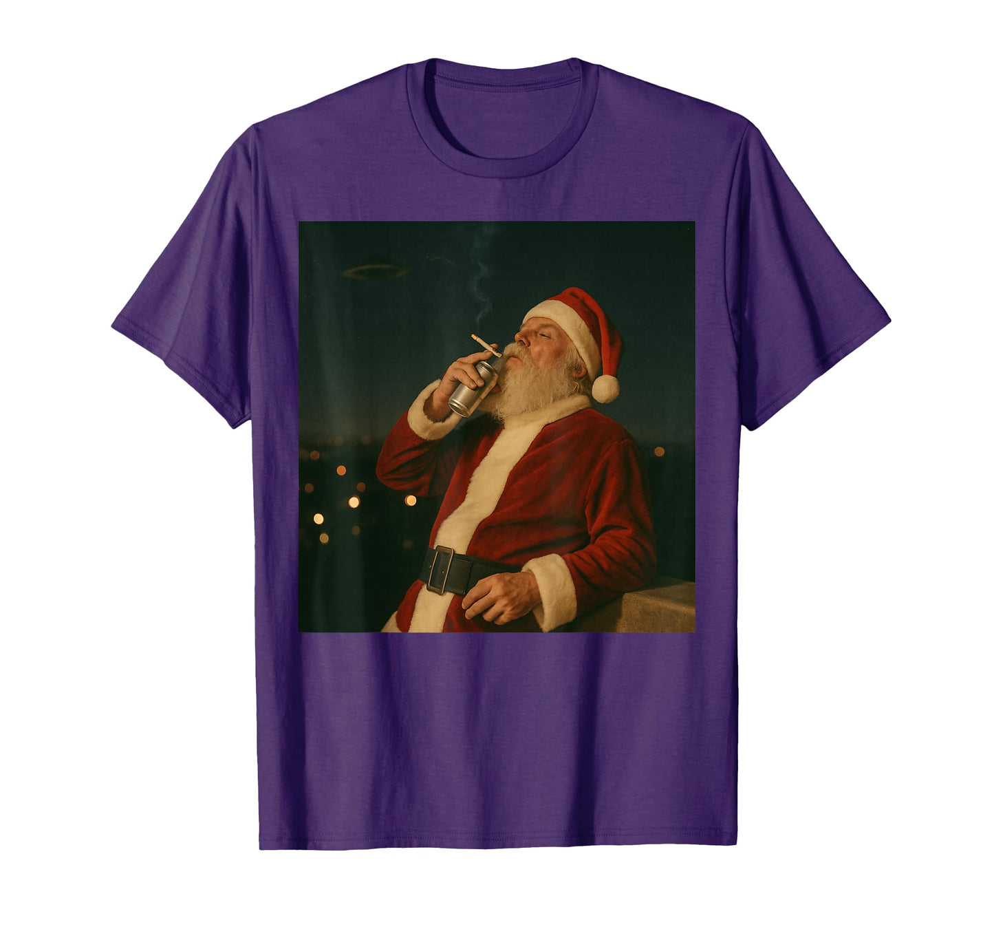 Funny Santa Claus 90's Aesthetic Vibes Christmas Flying UFO T-Shirt