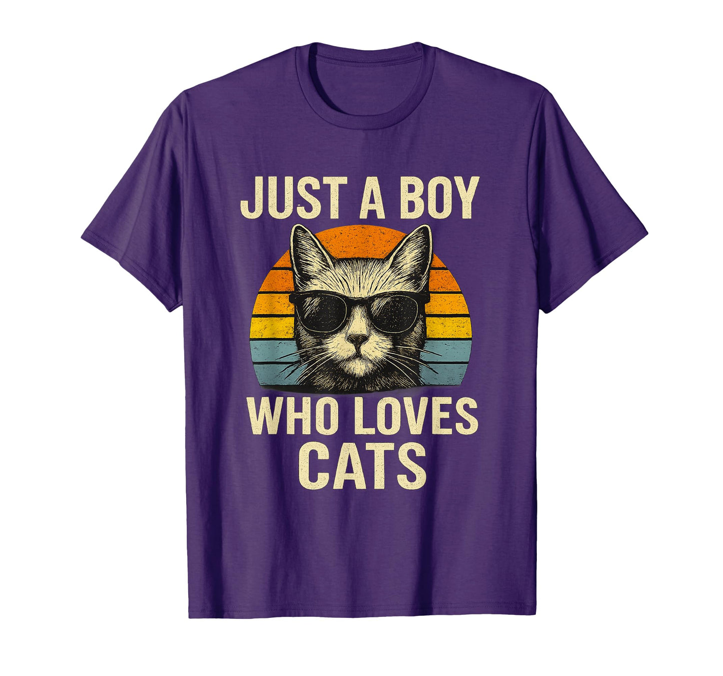 Vintage Just A Boy Who Loves Cats Boy Kid Cat Lover For Boys T-Shirt