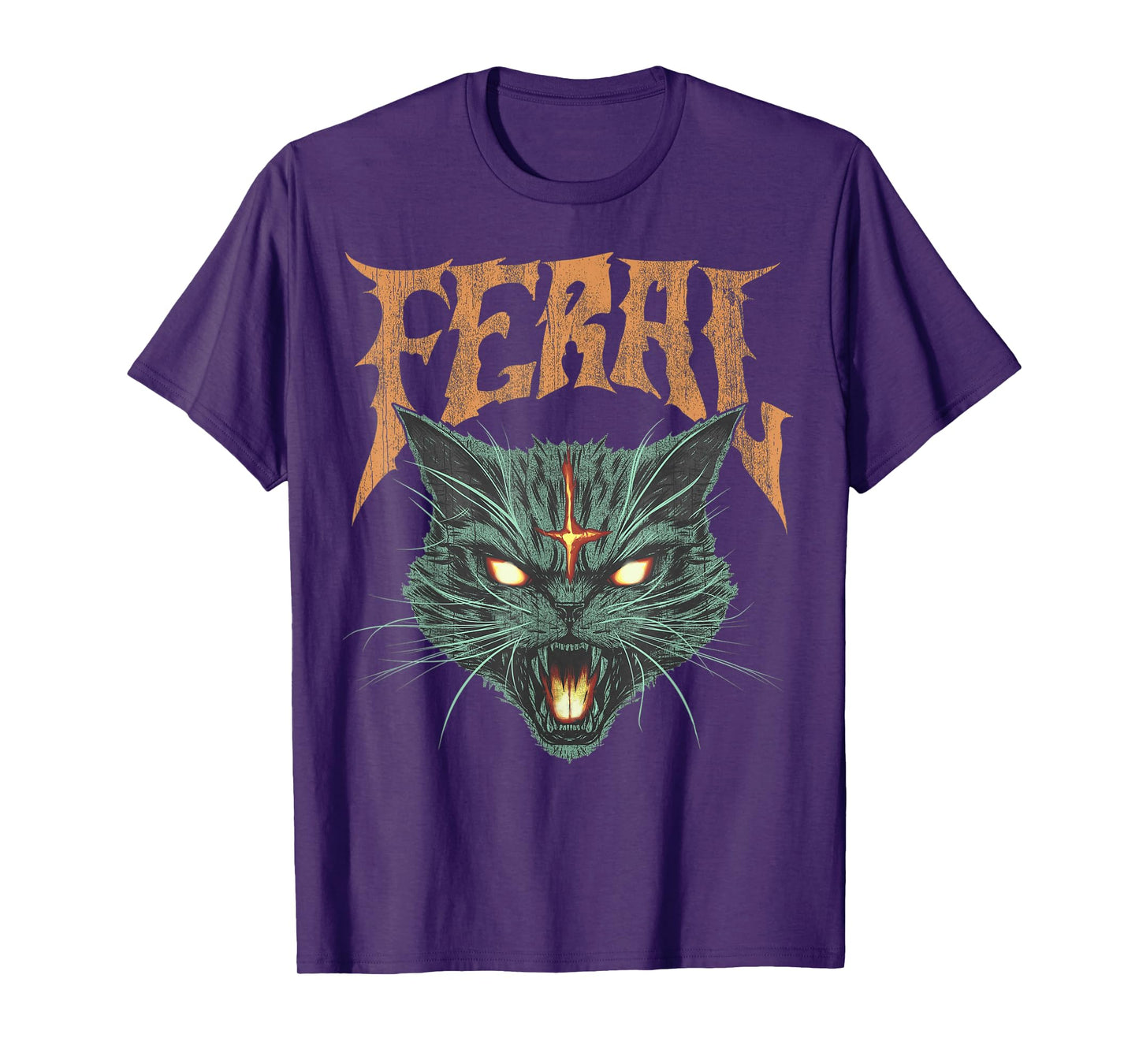Vintage Retro Feral Cat Graphic Tee T-Shirt