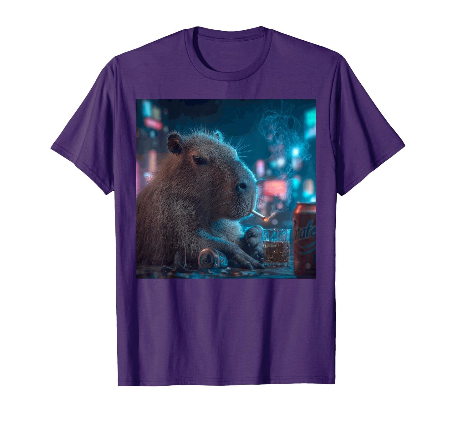 Funny Graphic Capybara Smoking Adult Funny T-Shirt