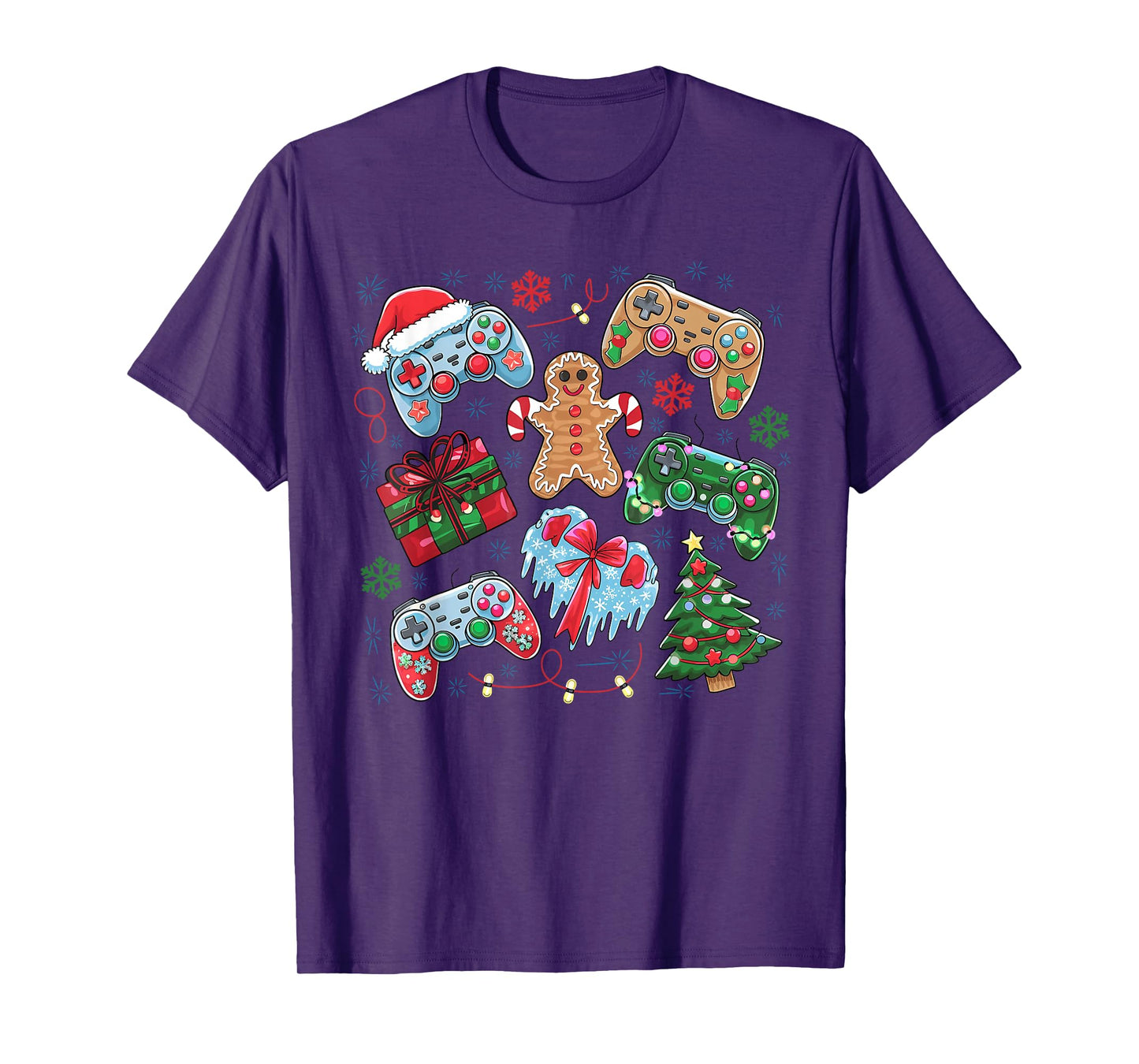 Boys Christmas Shirt Santa Elf Gaming Controllers Gamer Xmas T-Shirt