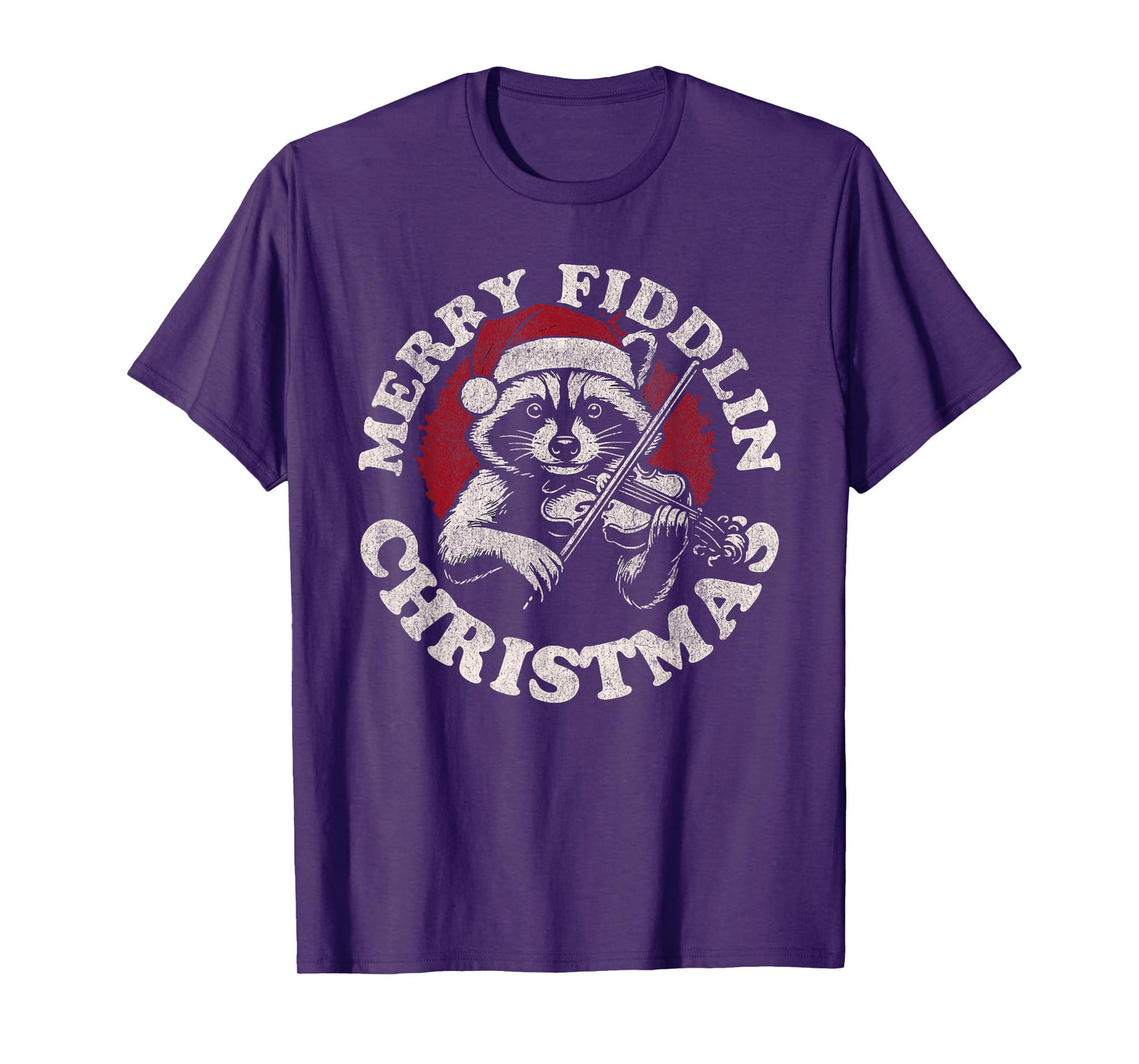 Bluegrass Holiday Raccoon Merry Fidding Christmas T-Shirt