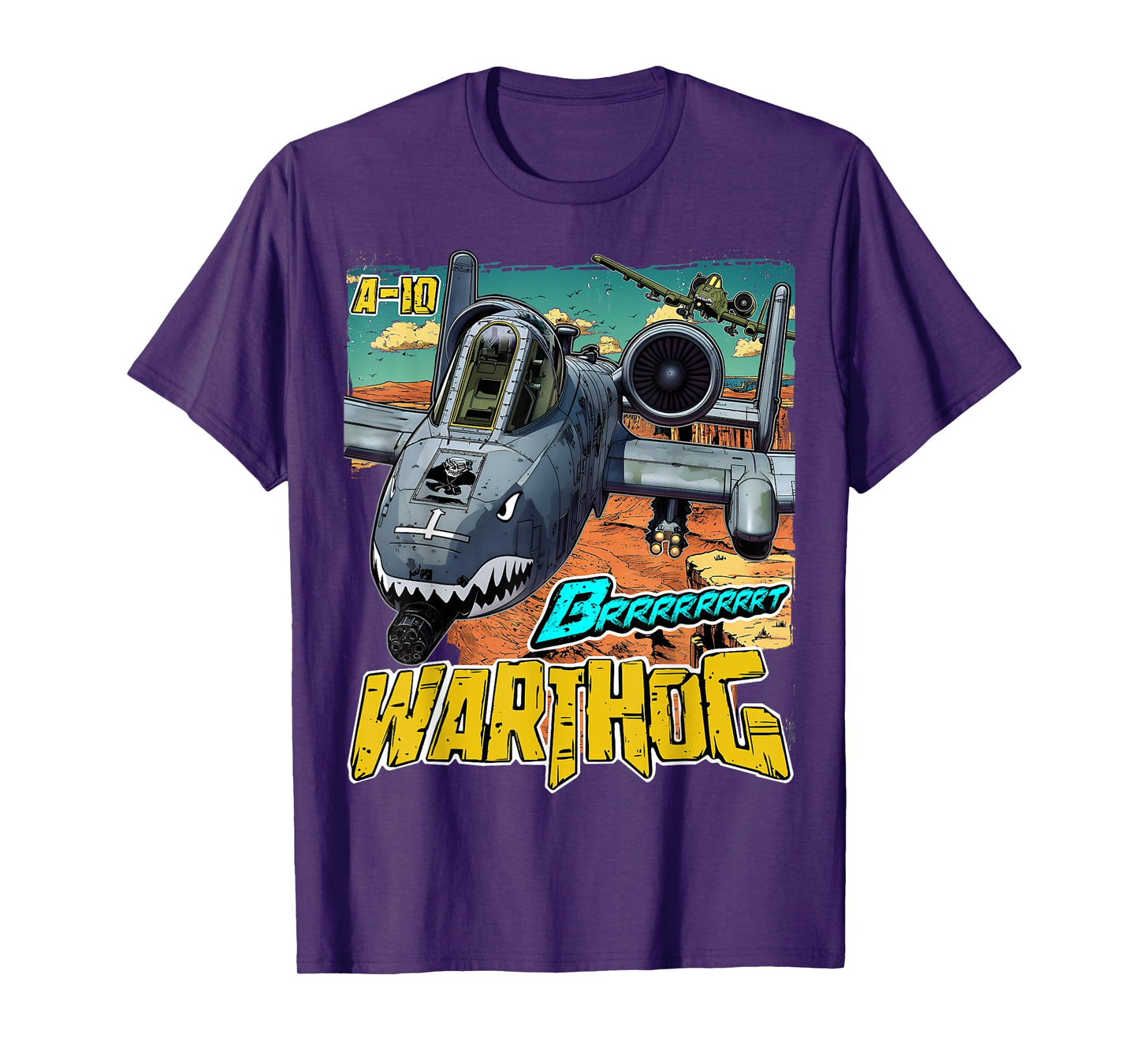 A-10 Warthog Jet Airplane Brrrt Funny Comic Graphic T-Shirt