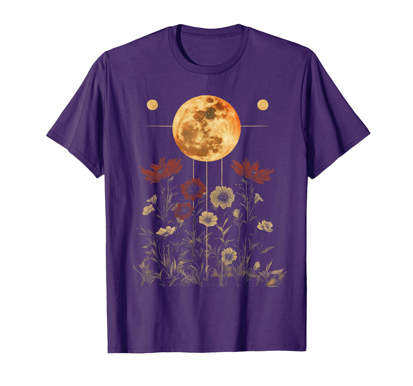 Lunar Flower Garden Moon Phase Celestial Botanical T-Shirt