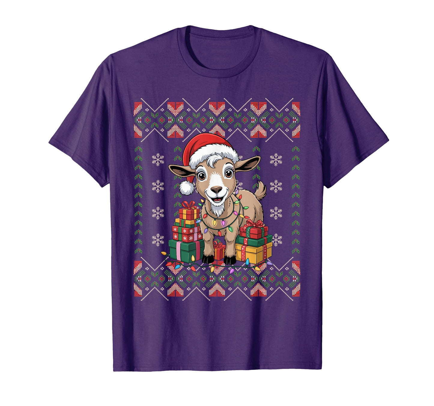 Santa Goat Christmas Ugly Sweater Funny Holiday Pajamas T-Shirt