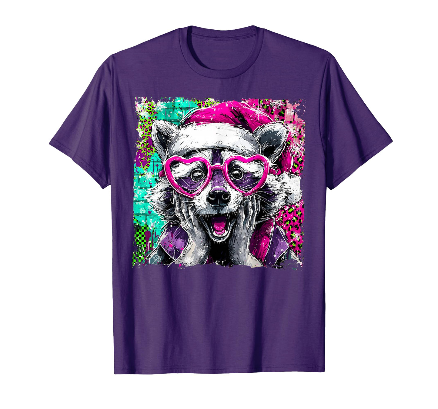 Funny Raccoon Meme Christmas Raccoon Santa Raccoon Xmas (1) T-Shirt
