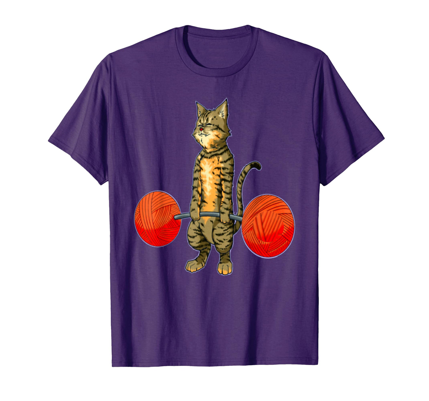 Deadlifting Tabby Cat Powerlifting Musclebuilding Black Cat Cartoon Deadlifting Gym T-Shirt