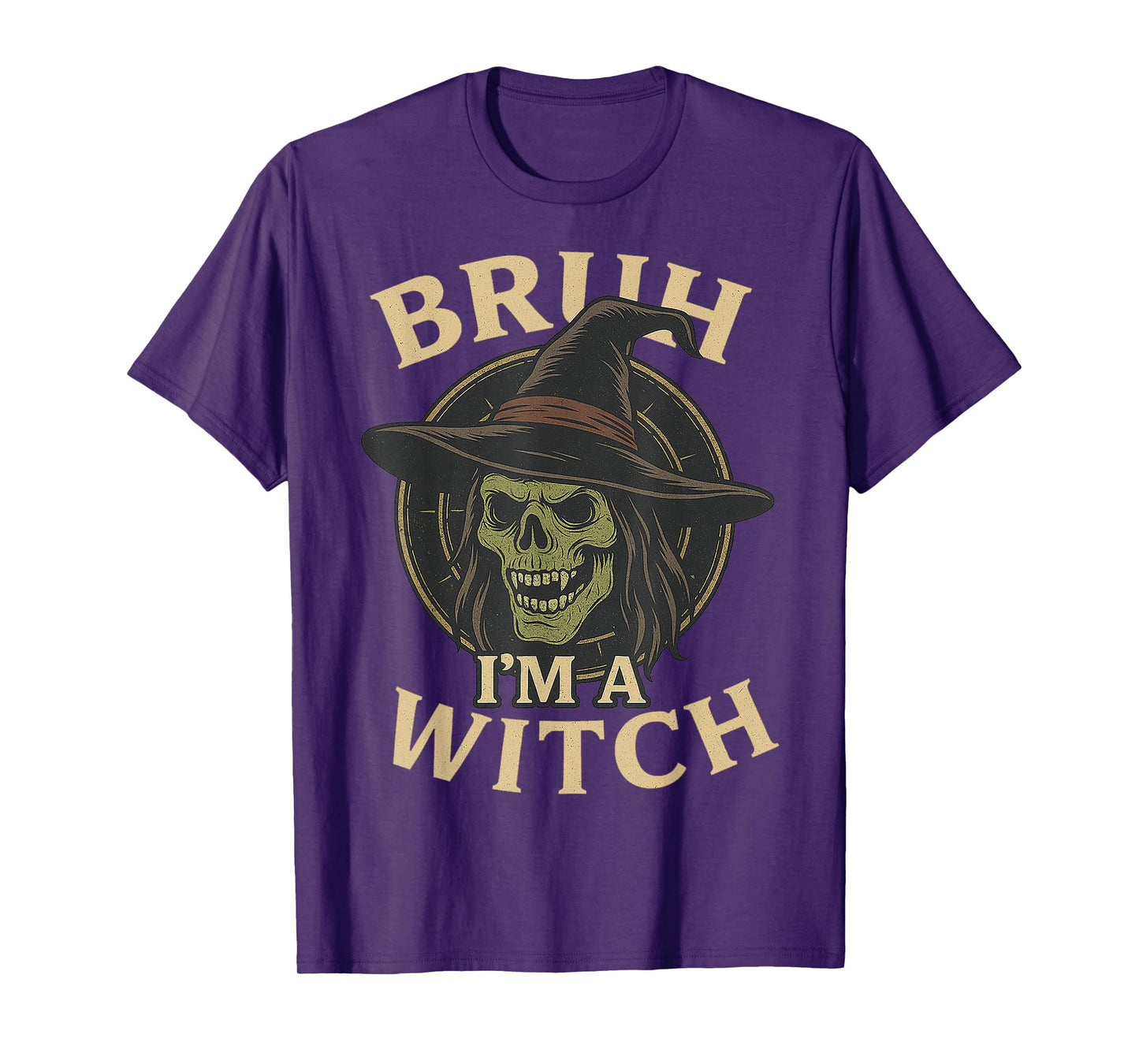 Bruh I'm a Witch Skull Funny Meme Gifts Halloween Costume T-Shirt