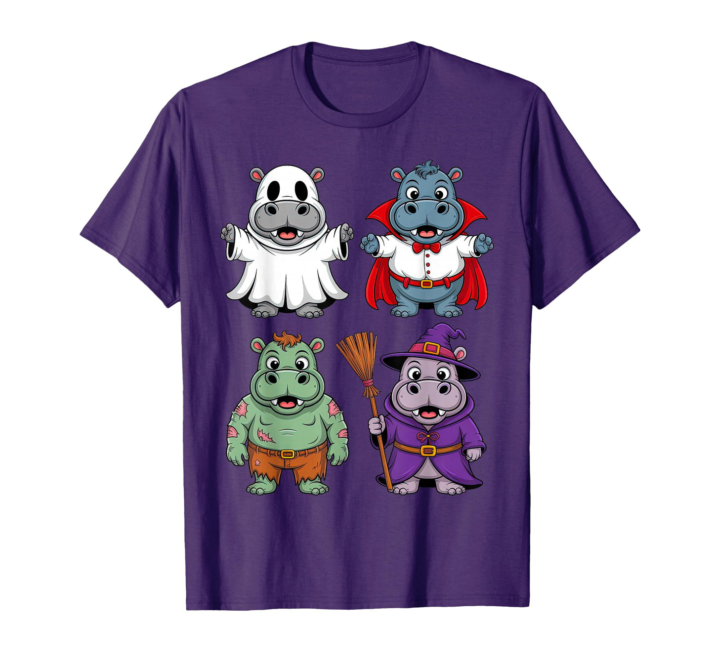 Funny Hippo Ghost Witch Zombie Halloween Costume Party Fun T-Shirt