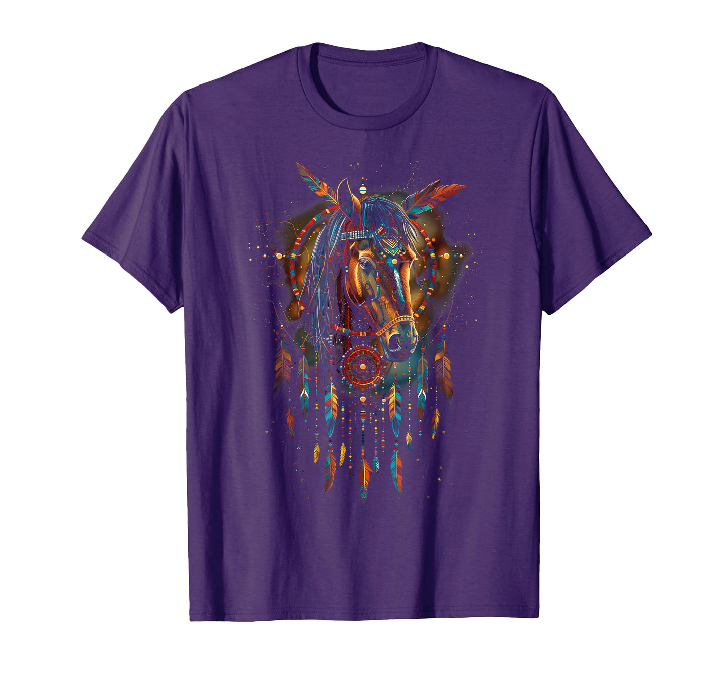 Horse Dreamcatcher Native American Indian Feathers Arts T-Shirt