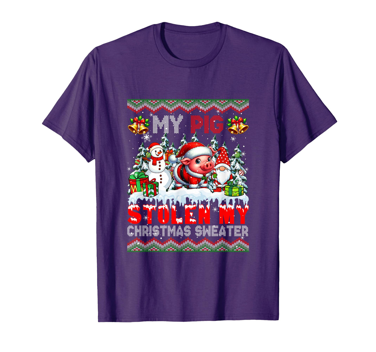 My Pig Stolen My Christmas Sweater Santa Dog Gnome T-Shirt