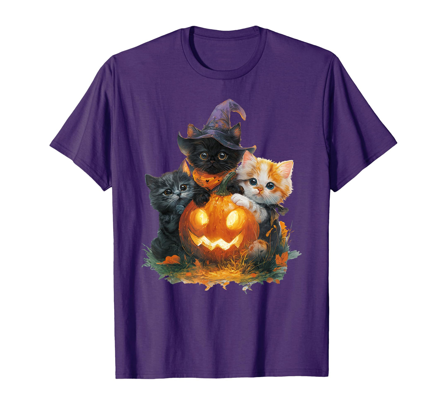Vintage Kittens Pumpkin Cute Cat Spooky Season Halloween T-Shirt