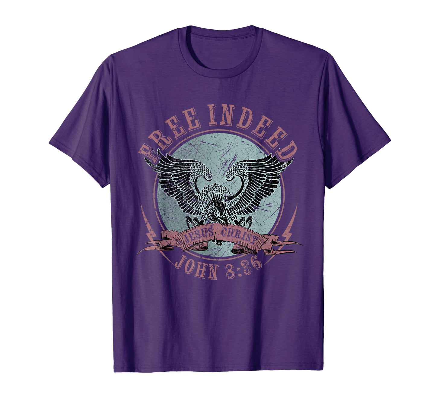 Free Indeed Faith Based Christian, John 8:36 Bible Verse Tee T-Shirt