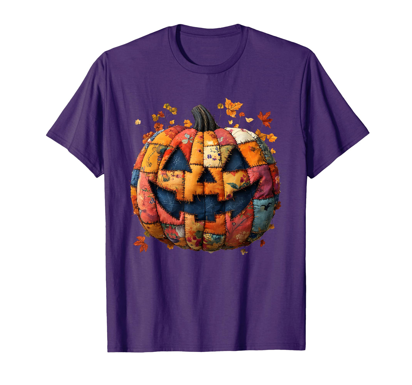 Patchwork Pumpkin Cute Rustic Fall Autumn Design T-Shirt
