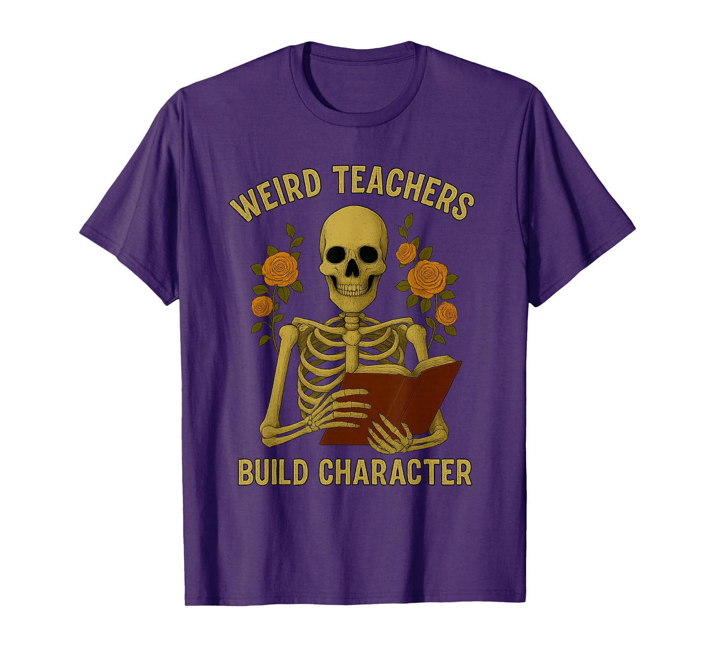 Weird Teachers Build Character Skeleton Book Halloween Women T-Shirt