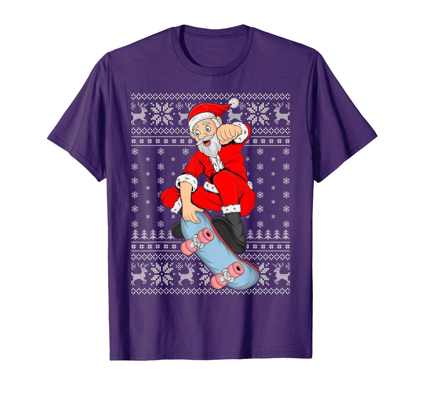 Skateboarding Santa Ugly Christmas Sweaters Skater Xmas T-Shirt