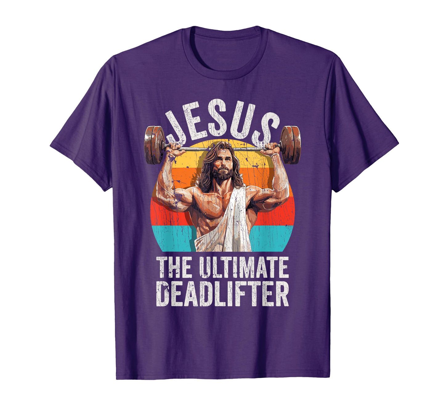 Vintage Jesus The Ultimate Deadlifter Funny Gym Bodybuliding T-Shirt