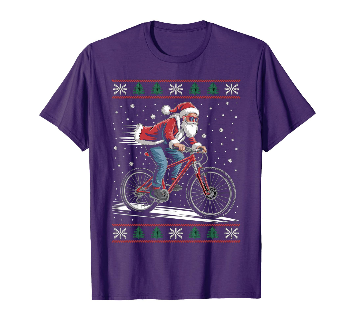 Santa Claus Mountain Bike Ugly Christmas Sweater MTB T-Shirt