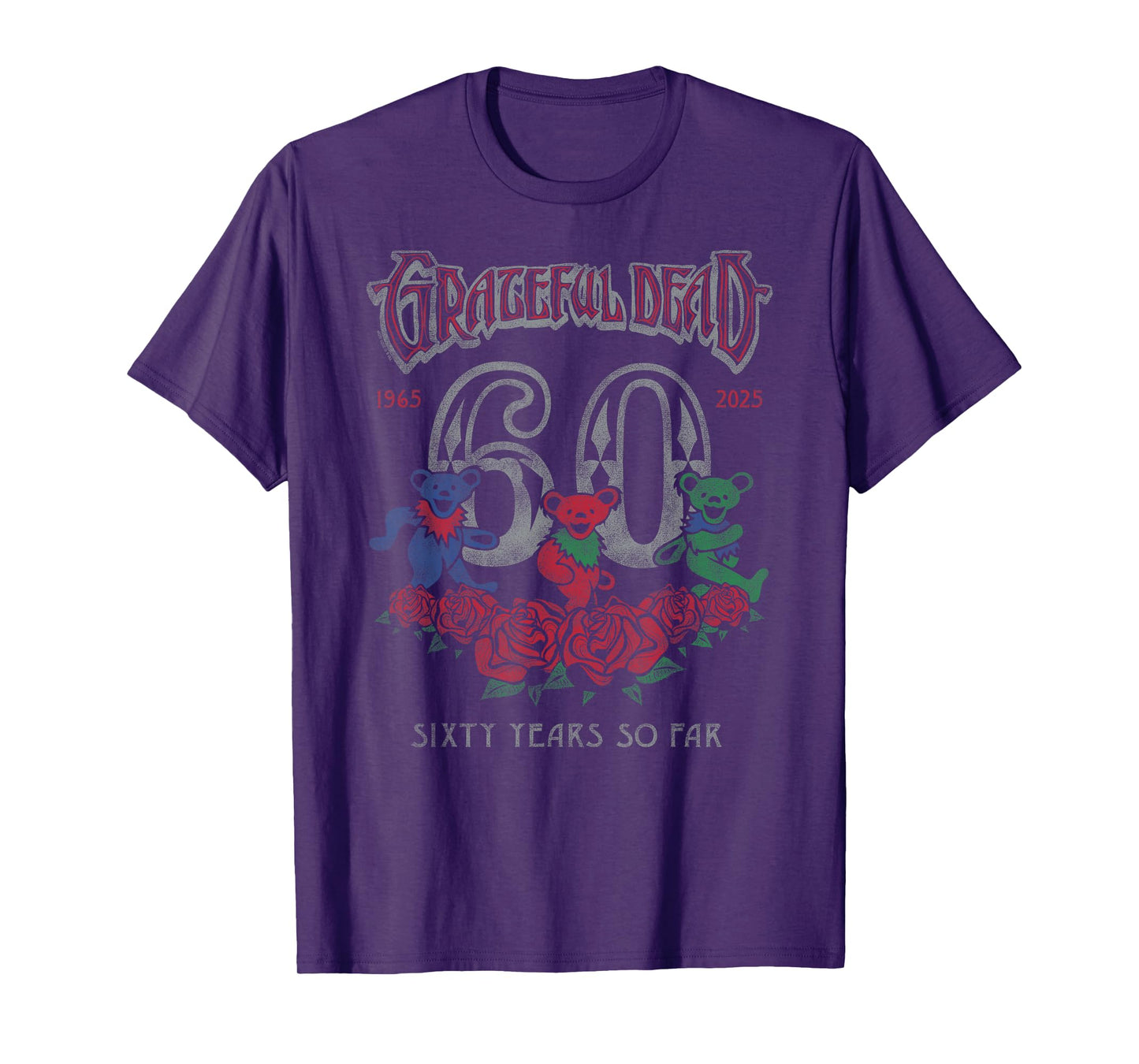 Grateful Dead 60 Years Anniversary Dancing Bears Band T-Shirt