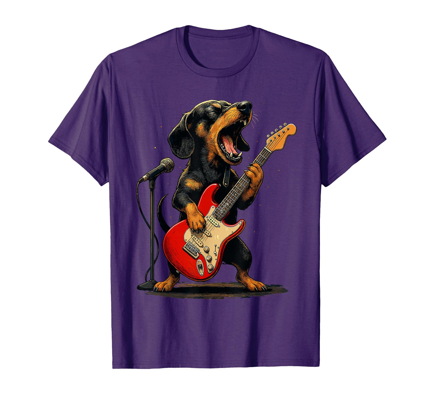 Dachshund Dog Guitar Shirt, Funny Rock and Roll Weenie Dog T-Shirt