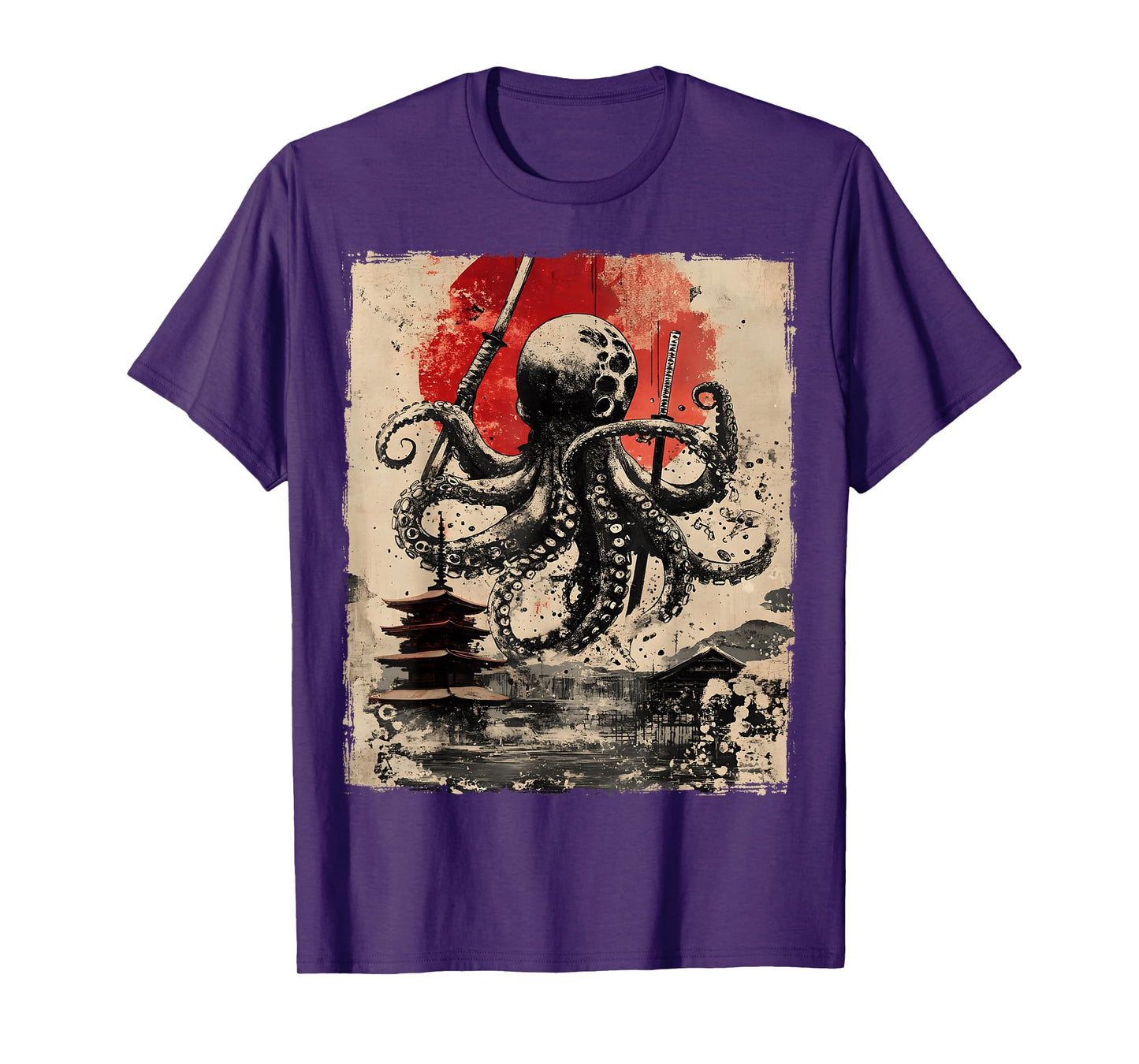 Samurai Octopus Japanese Funny Vintage Ukiyo-e Art T-Shirt
