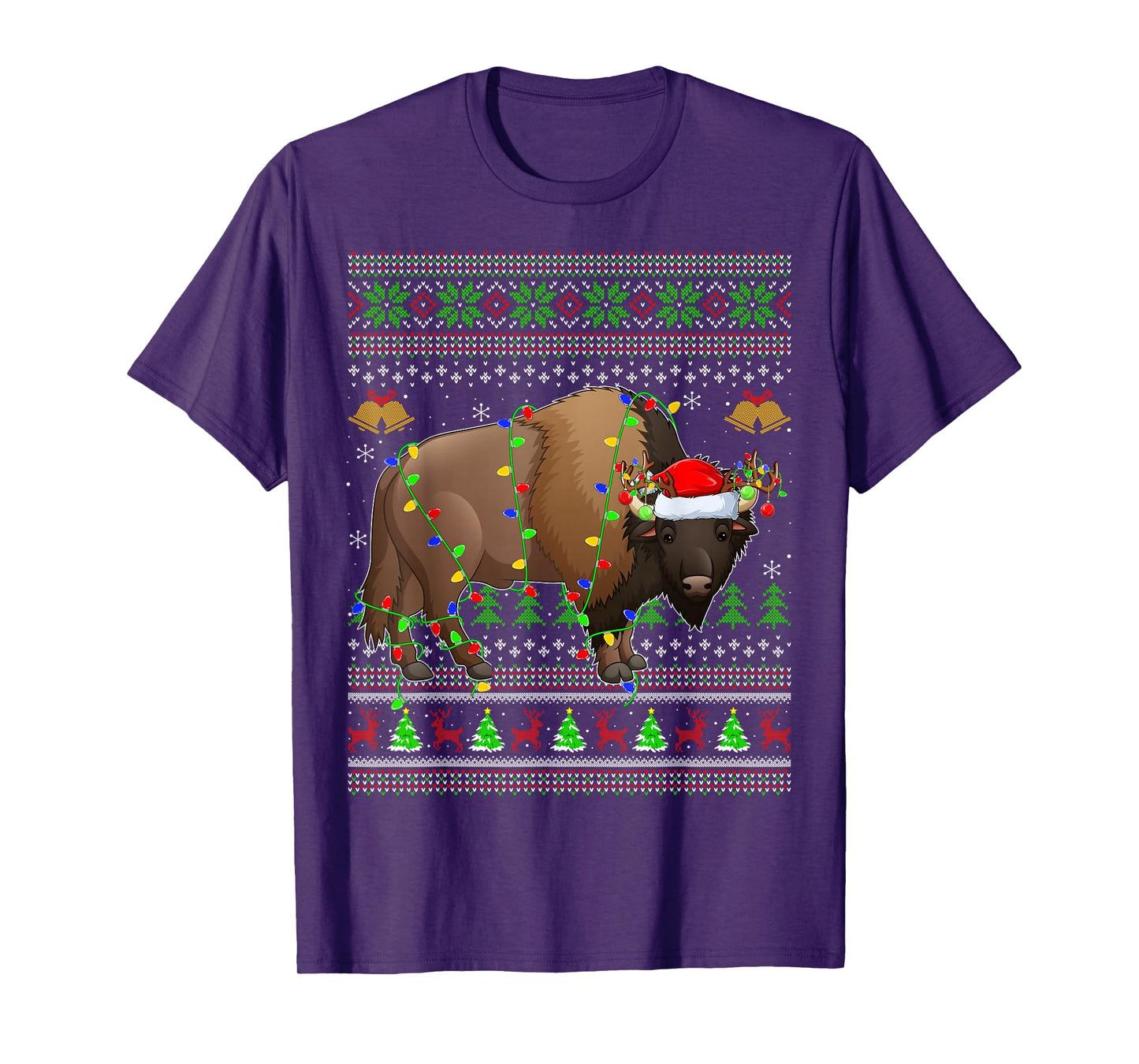 Bison Ugly Christmas Sweaters Holiday Santa Cute Xmas T-Shirt