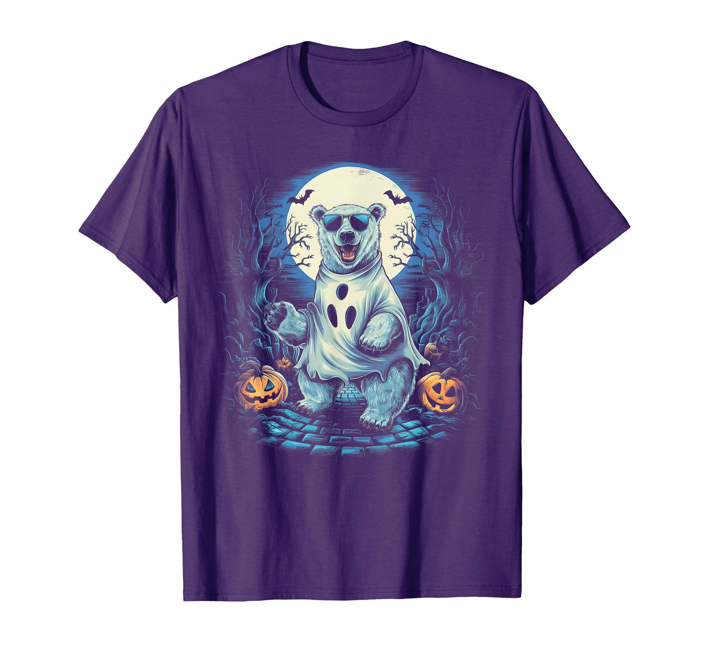 Cute Polar Bear Ghost Spooky Funny Halloween Costume Vintage T-Shirt