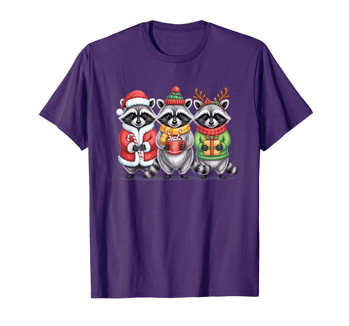 Cute Raccoon Christmas Funny Holiday Santa Claus Animal Gift T-Shirt