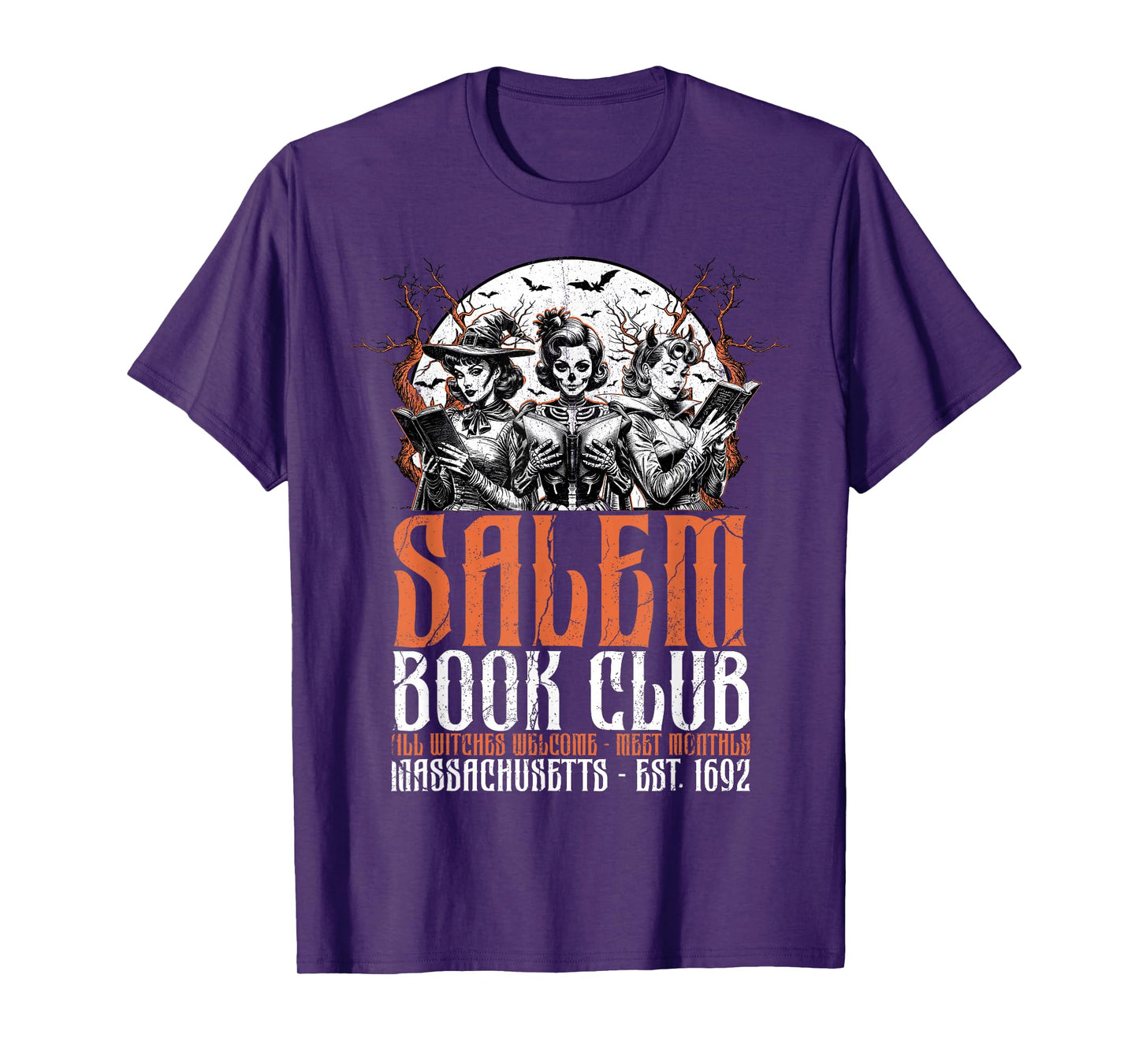 Halloween Salem Book Club Bookish Witch Spooky Season Retro T-Shirt