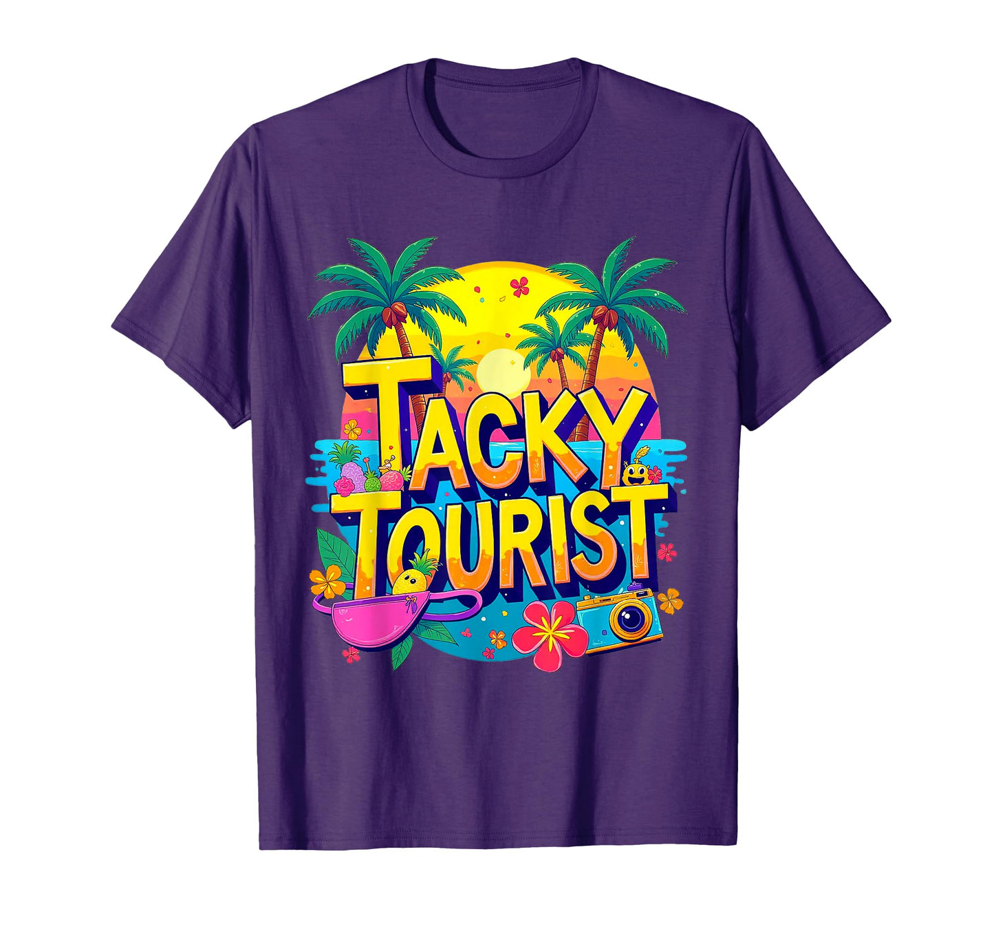 Funny Tourist Shirt & Vintage Hawaiian Accessories Unisex-Kids Tacky Tourist T-Shirt - Black, Small, Short Sleeve