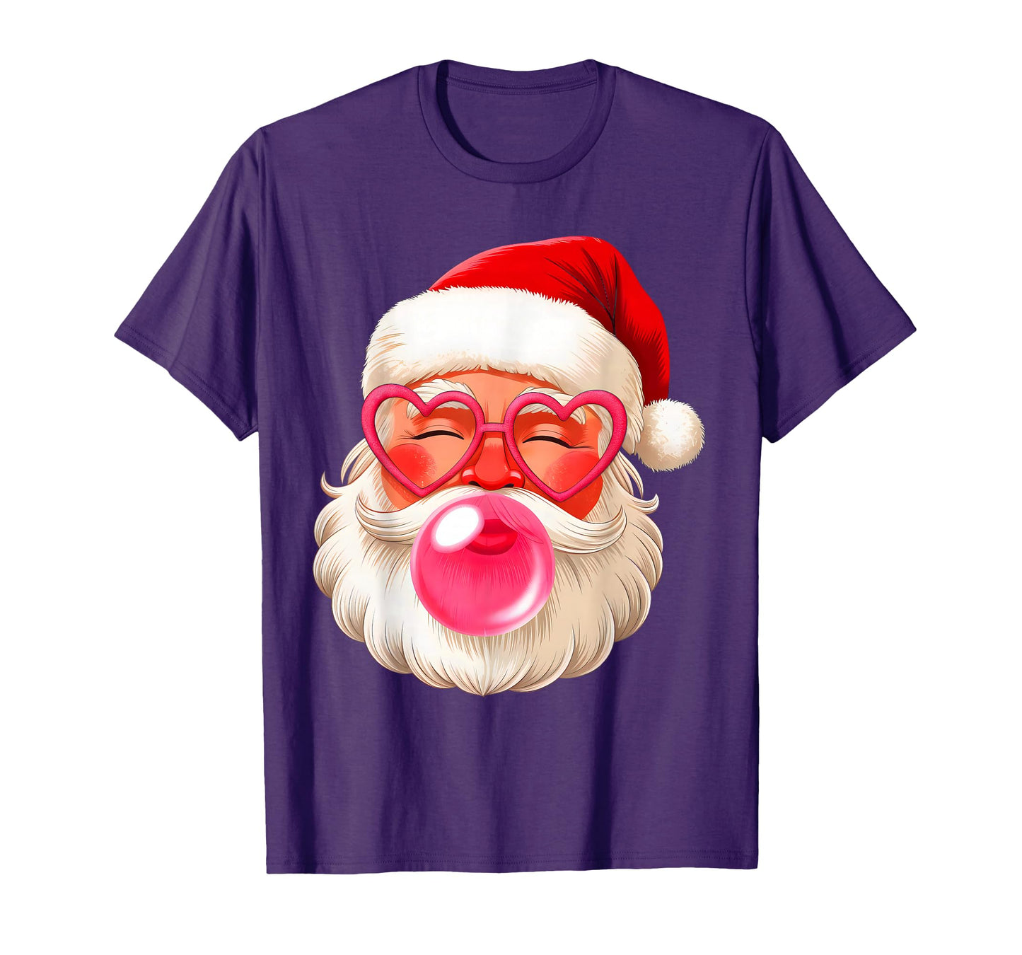 Santa Face Christmas Bubble Gum with Sunglasses Pink Santa T-Shirt